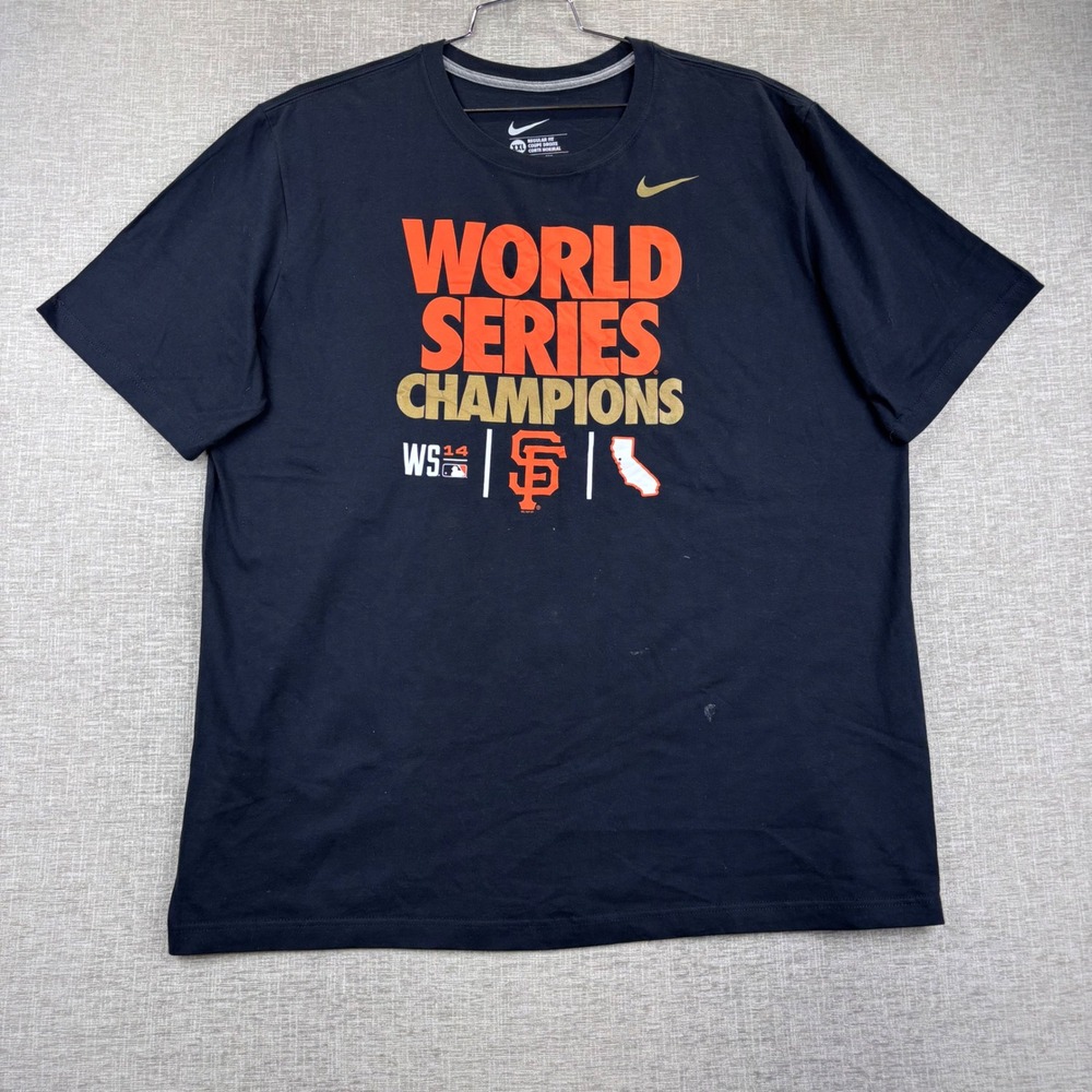 Nike San Francisco Giants 2014 World Series Champions Shirt Mens XXL Black Tee
